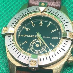 Ladies Guess Watch- green dial, gold/silver tone